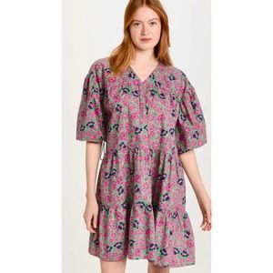 Anthropologie Sundry Ditzy 100% Cotton Oversized Puff Sleeves Floral Mini Dress
